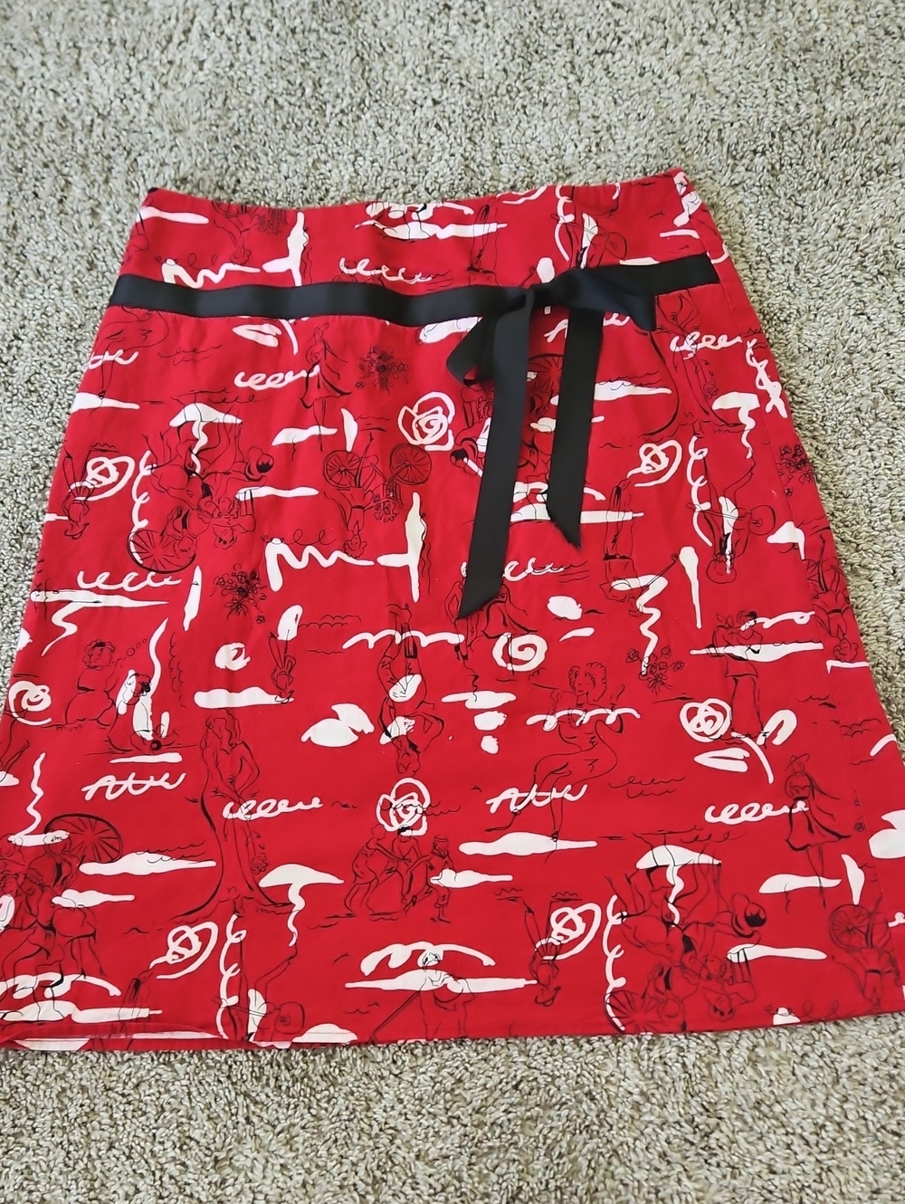 Dressbarn Red Printed A-Line Skirt 8